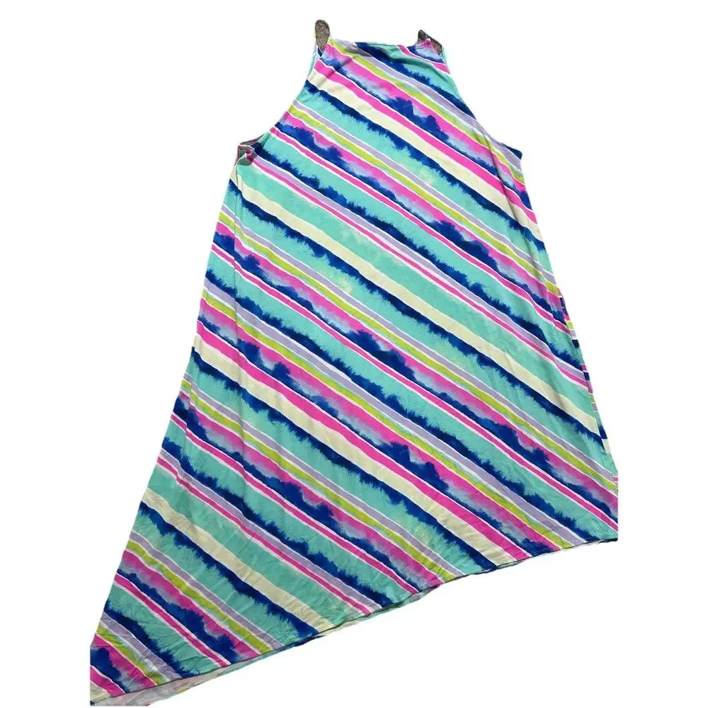 Lilly Pulitzer XL Magniloia Ceviche midi diagonal Stripe Asymmetrical Dress